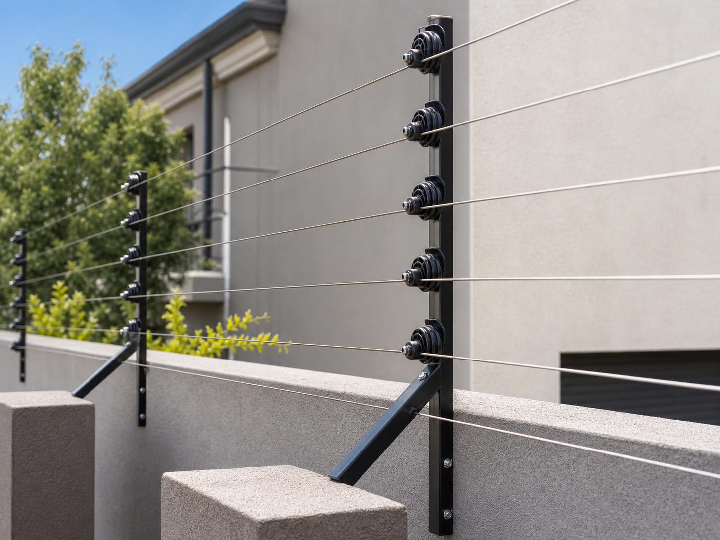 Electric fence installation on a residential boundary wall